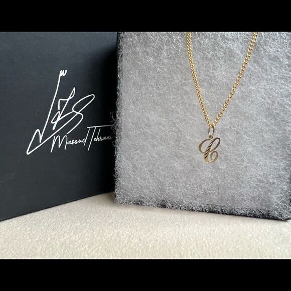 14k Real Gold Initial "C" Pendant | Charm- Real 14k Gold Letter "C" Pendant - Picture 14 of 15